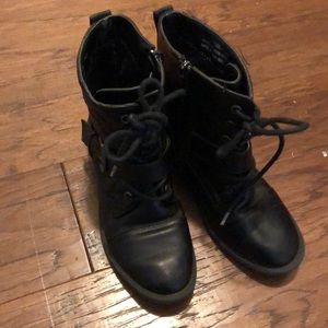 Girls black combat boots